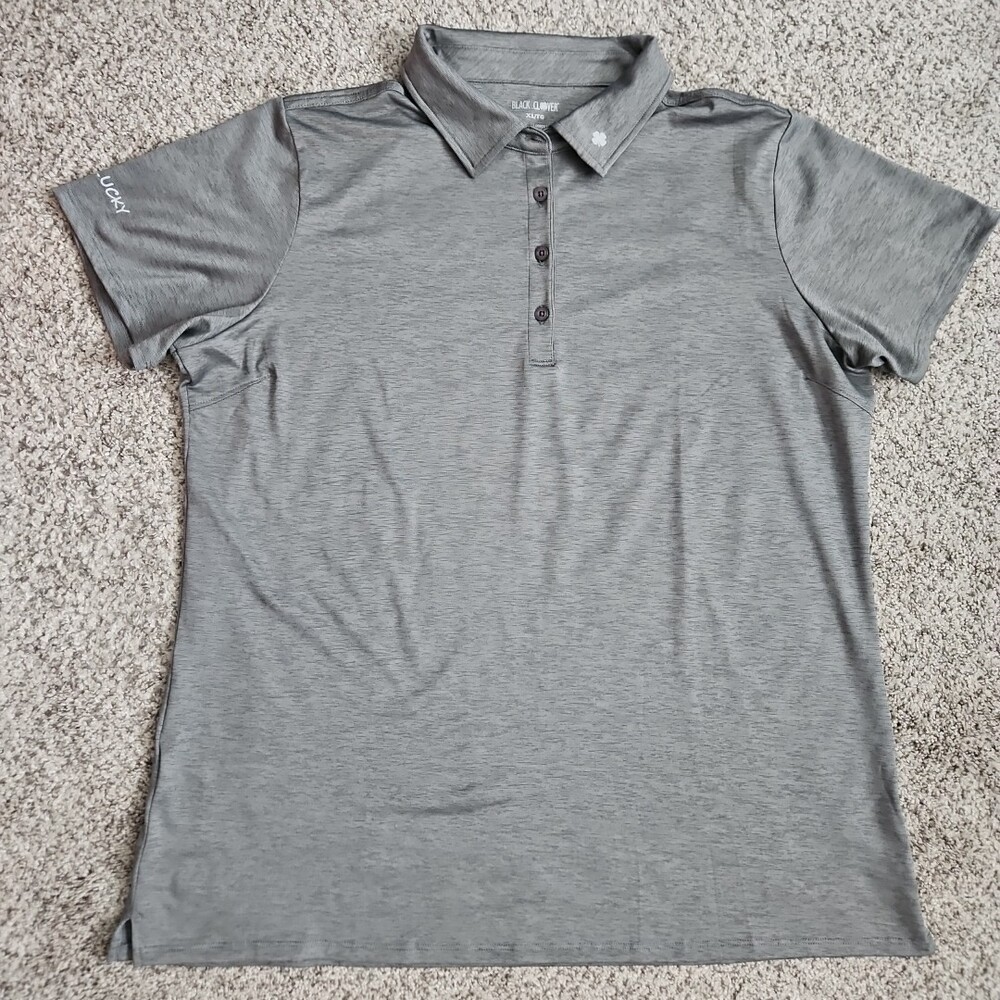 NWT WOMEN’S LARGE BLACK CLOVER PREMIER POLO LIVE LUCKY GOLF POLO GRAY GREY